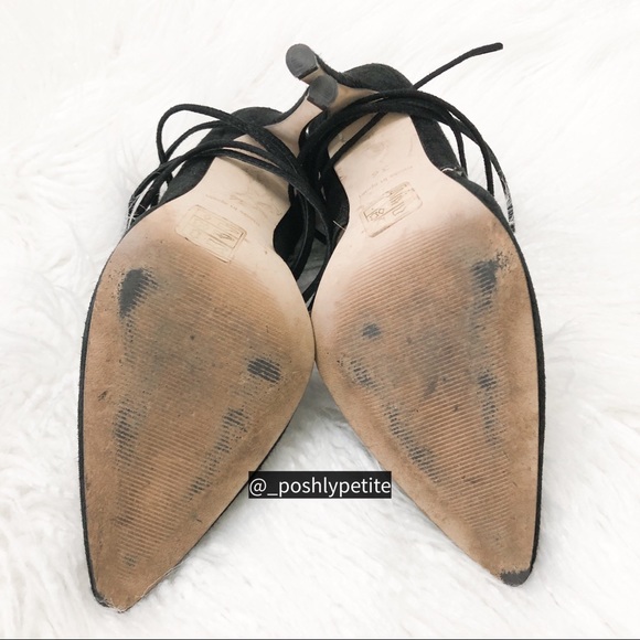 TopShop black suede lace up strappy pump heels - Picture 7 of 14